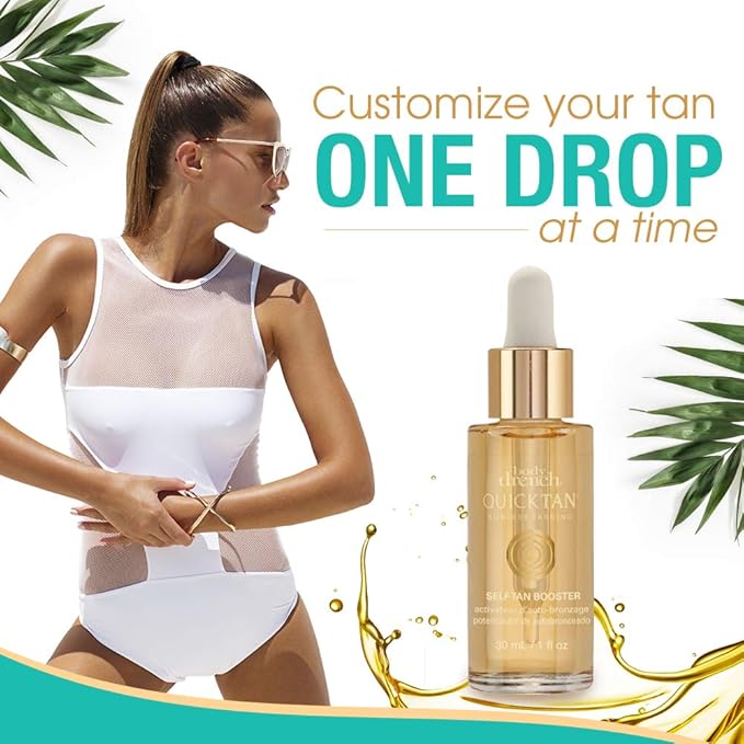 Body Drench Quick Tan Self Tanner Booster Drops – Add to Lotion for Gradual Glow, Sunless Self Tanning Enhancer for Face & Body, 1 fl oz