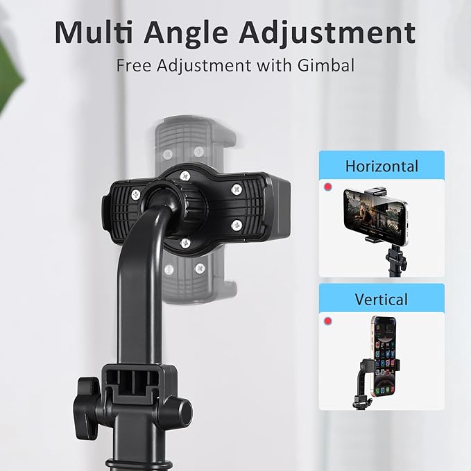 Phone Stand for Desk, Height Adjustable Cell Phone Holder for iPhone, 360 Degree Rotatable Office Phone Stand for Video Recording,Live Streaming,Compatible with All 4.7-7in Smartphones (T13-2)