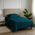 Carressa Linen 100% Egyptian Cotton Twin Sheets Set - 600 Thread Count Egyptian Cotton Luxury Twin Sheets (3 PC, Peacock Teal), 16" Deep Pocket, Soft, Cooling, Sateen Weave College Dorm Room Bedding