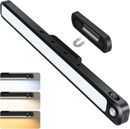 Ferswe 5W Motion Sensor Magnetic Light Bar, 2500mAh Rechargeable Under Cabinet Lighting with Battery Display, Eye-Friendly Mirror Lights, LED Light Bar for Cabinet, Closet, Bathroom and Desk