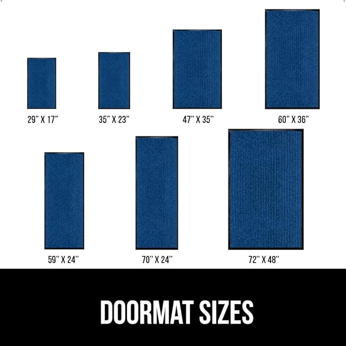 GORILLA GRIP Waterproof Traffic Guard Door Mat, 47x35, Heavy Duty Entryway Mats, Strong Rubber Back Commercial Utility Rugs for Office Hallway, Garage Floor and Home, Low Profile Carpet Runner, Blue