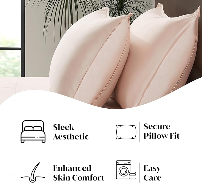 Luxury Bamboo Market | King Size Bed Sheet Set | 100% Viscose Made from Bamboo | Organically Grown | Ultra Soft | Cooling Sheets for Hot Sleepers | 17" Deep Pocket [Vintage Pink]