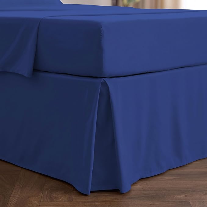 Mellanni Bed Skirt King Size - Bed Skirting - 15-Inch Tailored Drop Pleated Dust Ruffle - Hotel Luxury Bedding - Wrinkle, Fade, Stain Resistant - 1 Bedskirt (King, Royal Blue)