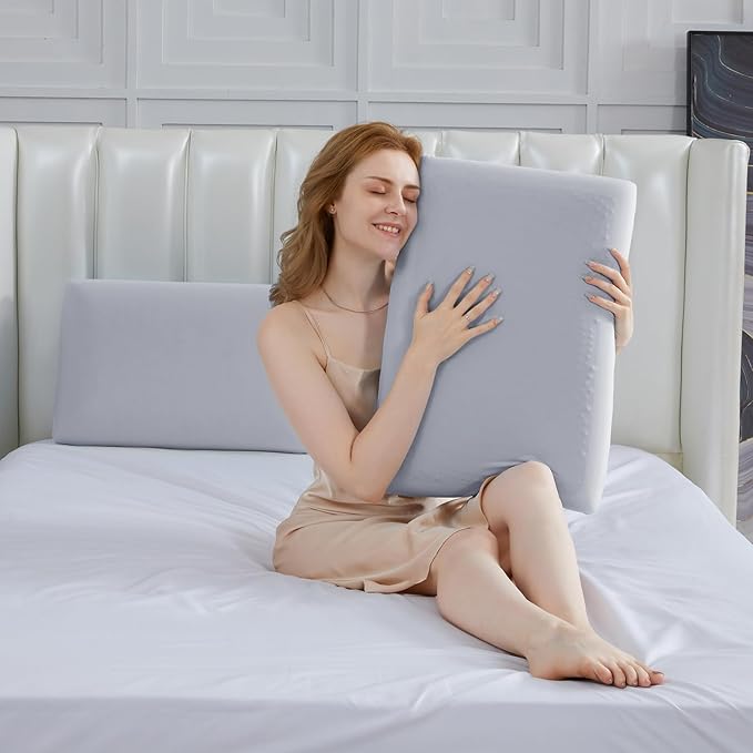 SAPHREAS Cooling Gel Memory Foam Pillow for Side, Back and Stomach Sleepers, Standard Size Cool Bed Pillow for Sleeping, Removable & Machine Washable, Light Grey