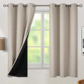 BGment Thermal Insulated 100% Blackout Curtains for Bedroom with Black Liner, Double Layer Full Room Darkening Noise Reducing Grommet Curtain (38 x 63 Inch, Cashmere, 2 Panels)