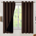 BGment Thermal Insulated 100% Blackout Curtains for Bedroom with Black Liner, Double Layer Full Room Darkening Noise Reducing Grommet Curtain (52 x 63 Inch, Brown, 2 Panels)