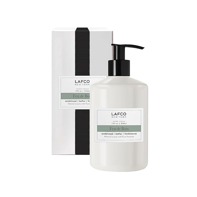 LAFCO New York Hand Cream, Feu de Bois - 12 oz - Restores & Repairs Skin - All Skin Types - Hypoallergenic, Synthetic Free & Cruelty Free - Made in Italy
