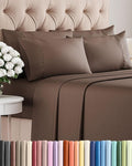 Full 6 Piece Sheet Set - Cooling, Comfy & Breathable - Hotel Luxury Bedding, Includes Fitted Sheet for Women, Men, Kids and Teens - 1 Flat, 1 Fitted Sheet, 4 Pillowcases with Deep Pockets - Brown