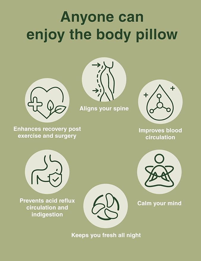 ZonLi Memory Foam Body Pillow for Adults, 20x54 Long Body Pillow with Sage Green Bamboo Pillowcase, Adjustable Firm Full Pillow for Side Sleepers & Pregnancy