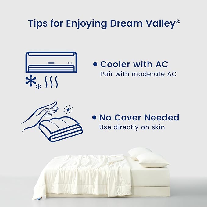 Dream Valley® Outlast® Deepsleep Cooling Comforter, Full/Queen Size, NASA-Grade Space Technology Cooling Blanket for Hot Sleepers Night Sweats, Q-Max > 0.45 Aerocool™ Breathable Ivory, 90"x90"