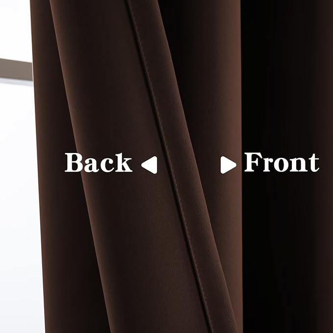 Blackout Curtains 90 Inches Long 2 Panels Set, Chocolate Curtains Thermal Insulated Room Darkening Drapes for Bedroom, Rod Pocket Light Blocking Drapes Living Room(52W × 90L, Chocolate)