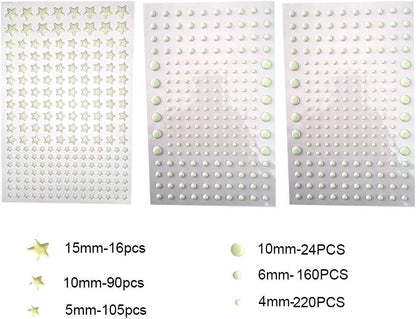 Quanhaigou Realistic 3D Domed Stars Glow in The Dark,615 pcs Dots Stars for Starry Sky, Stickers for Ceiling and Wall Decals, Perfect for Kids Bedding Room Party Birthday Gift(615 pcs)