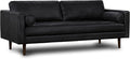 POLY & BARK Napa 88.5" Leather Sofa – Full-Grain Italian-Tanned Aniline Leather, Feather-Down Comfort, Solid Wood Frame, Walnut Legs, Onyx Black