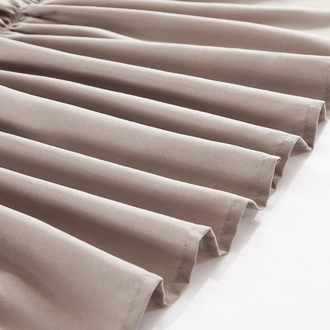 MEILA Wrap Around Bed Skirt Three Fabric Sides Elastic Dust Ruffled 18 Inch Tailored Drop,Easy to Install Fade Resistant-Taupe, Twin/Full