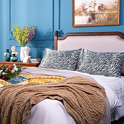 NTBAY Queen Satin Zebra Printed Pillowcases - Image 6