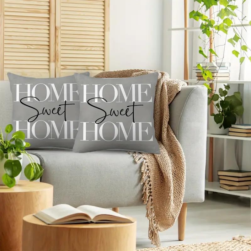 2pcs Modern Home Sweet Home Throw Pillow Cover, Decorative Gray Cushion Case - Image 5