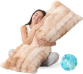 ZonLi Bubble Plush Body Pillow,Fluffy Faux Rabbit Fur Body Pillow for Adults,Long Pillow for Sleeping with Removable Pillowcase and Zipper Closure,Adjustable Filling Memory Foam（Light tan）