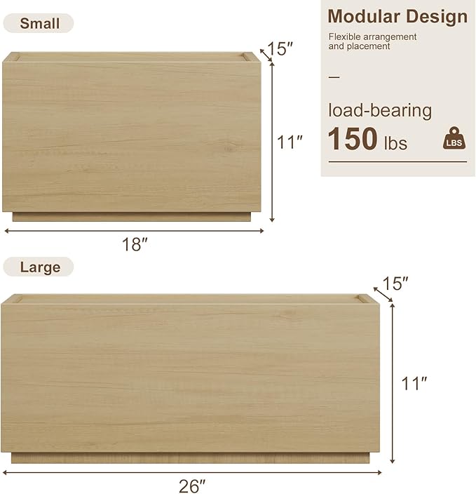 Stackable Storage Drawers, Wooden Drawer Storage Organizer, Modern Nightstands with Wooden Drawers, Small Storage Cabinet, Modular Design, Available in 2 Sizes for Versatile Use Oak Small