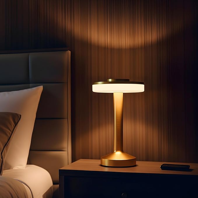 VIHOSE Cordless Table Lamps LED Portable Rechargeable Table Lamp with Touch Sensor 3 Color Dimming up to 15 Hours Battery Desk Light for Restaurant Nursery Living Room(Gold,12 Pcs)