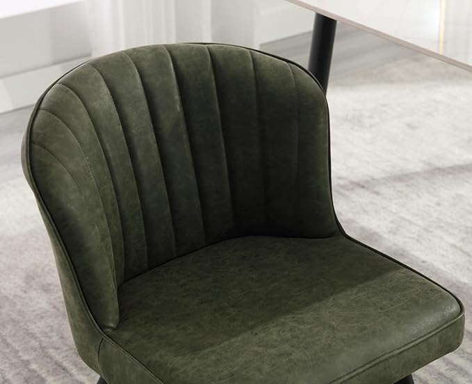 EALSON Modern Dining Chairs Set of 4 Leather Upholstered Accent Dining Room Chairs with Metal Legs Comfortable Armless Kitchen Chairs for Living Room/Dining Room,Green