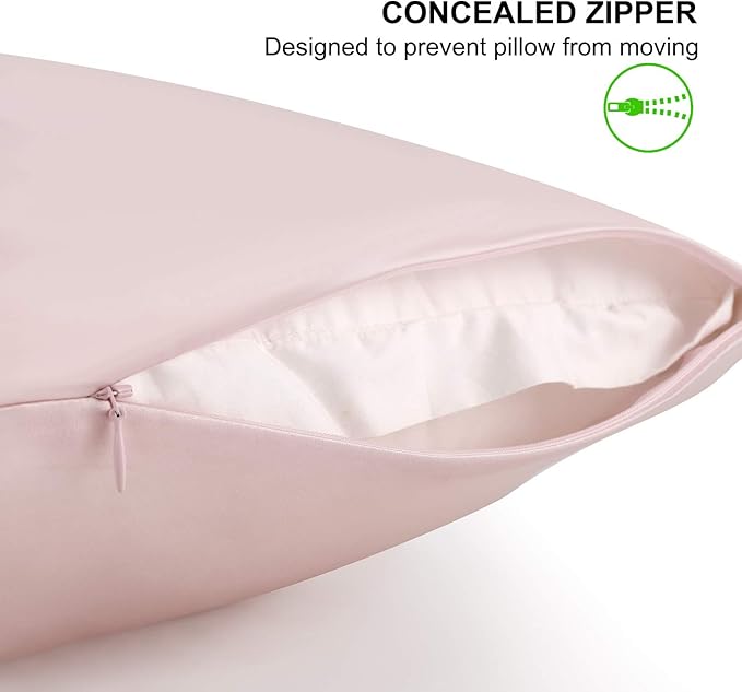 ALASKA BEAR 20 by 54 Silk Pillowcase for Curly Hair Women and Couple Pillow Slip Washable, Body Size (1pc, Pink)