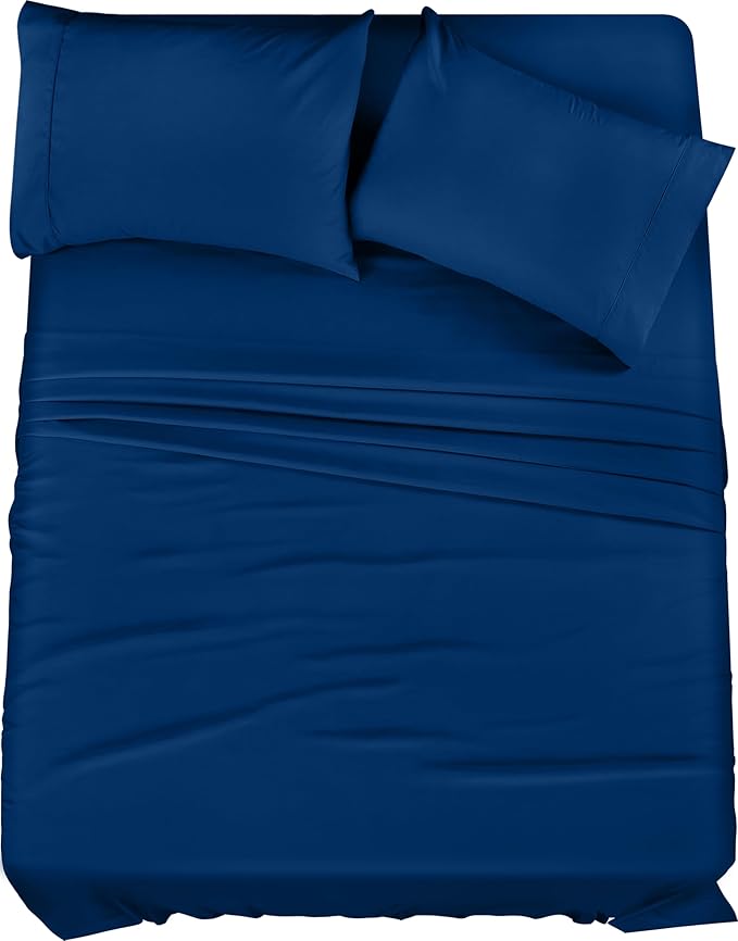 Utopia Bedding Queen Sheet Set – 4 Piece Bed Sheets for Queen Size Bed, Soft and Breathable Microfiber, Includes 1 Fitted Sheet, 1 Flat Sheet and 2 Pillowcases (Dusk Blue)
