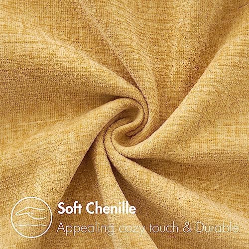 MIULEE Soft Chenille Lumbar Throw Pillow Covers Gold 12x20 Inch Pack of 2 - Image 2