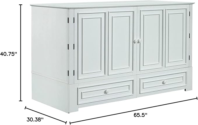 Emurphybed Paradiseo Murphy Cabinet Chest Bed with Charging Station 6 Inch, Queen (White)