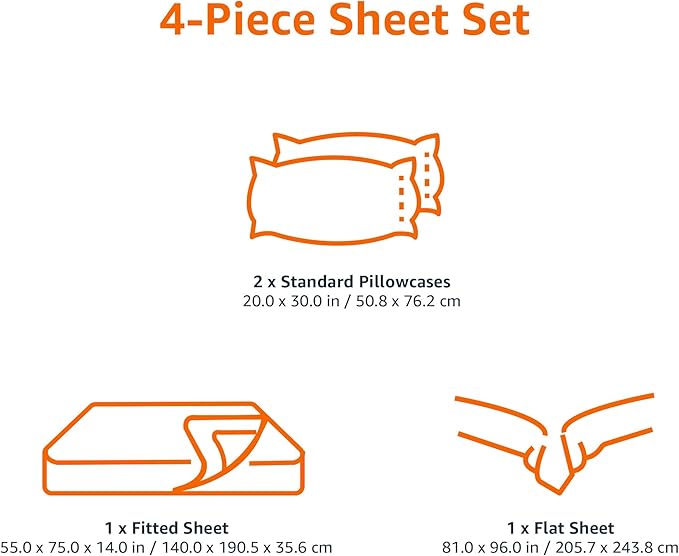 Amazon Basics Lightweight, Breathable Super Soft Easy Care Microfiber 4 Piece Bed Sheet Set with 14-Inch Deep Pockets, Full, Burgundy, Solid