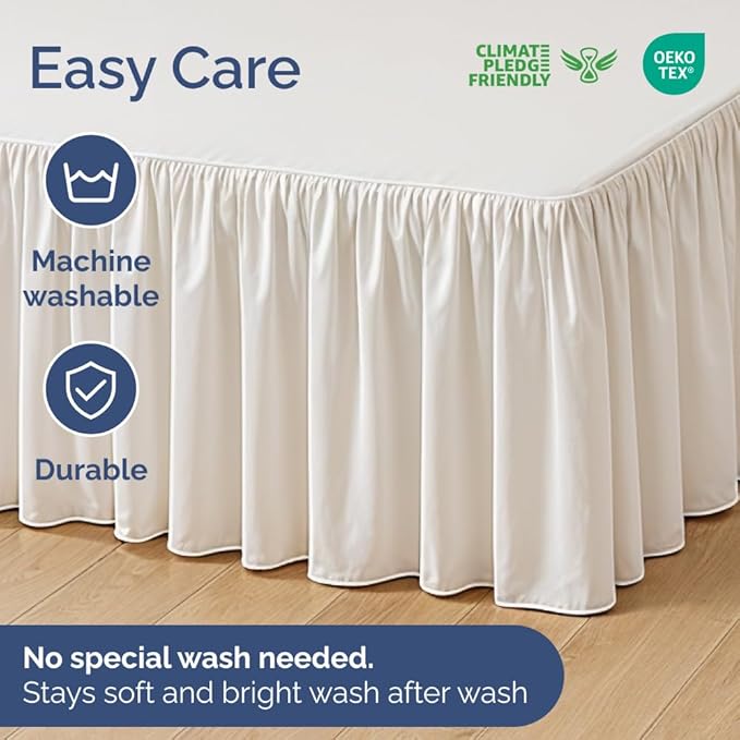 Bedskirt King Size Ruffle - 12 inch Drop Dust Ruffle Bed Skirt with Platform - Ultra-Soft, Easy Fit, Premium Hotel Quality - Wrinkle, Fade & Shrink Resistant - for Women, Men, Kids and Teens - White