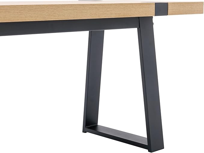 Wahson 60" Dining Bench, Natural Wooden Table Bench with Metal Legs, Modern Kitchen Bench for Enrtyway/Indoor/Dining Room