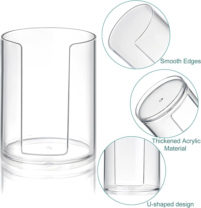 Bathroom Cup Dispenser, Disposable Mouthwash Cups Holder Fit 3oz Small Paper Cups, Clear Plastic Cup Dispenser for Bathroom Vanity Countertop Rinsing Cups Storage (2 Pack)