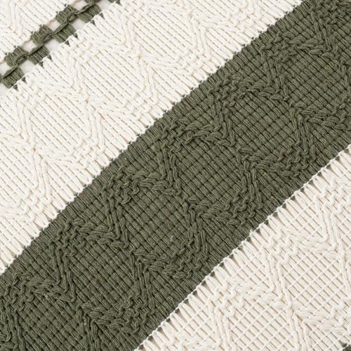 Fancy Homi Set of 2 Boho Olive Green Decorative Throw Pillow Cover 16x16 Inch - Image 4