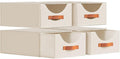 Closet Organizers and Storage - Large Stackable Storage Bins with Drawer, Fabric Bins for Organization, Collapsible Drawer Organizer Clothes for Bedroom, Living Room, 4 Pack, Beige