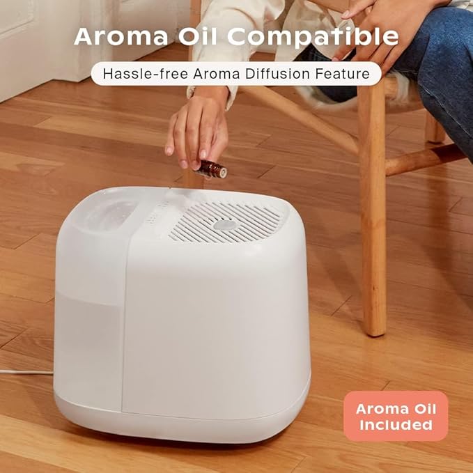 Canopy Large Room Humidifier, White, Large Room Humidifier, Large Living Space, 36HR Run Time, 5.5L Tank - Includes Canopy Humidifier Plus, Diffusion Well, Unwind Aroma, Filter, Power Cord & Adapter
