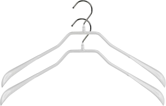 Mawa by Reston Lloyd BodyForm Series Non-Slip Space-Saving Clothes Hanger for Jackets, Suits and Coats, 16-1/2", Style 42/L, White, Set of 2