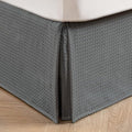 MIYE Pleated Waffle Weave Bed Skirt, Tailored Dust Ruffle 18 Inch Drop Easy Fit, Machine Washable (Dark Grey, Full - 18" Drop)