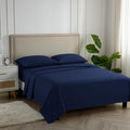 Carressa Linen 100% Egyptian Cotton Split King Size Sheet Set - 5 PC 600 Thread Count Sheets Set for Split King Bed (Navy Blue), Soft, Cooling, Luxury Hotel 16" Deep Pocket Sateen Bedsheet