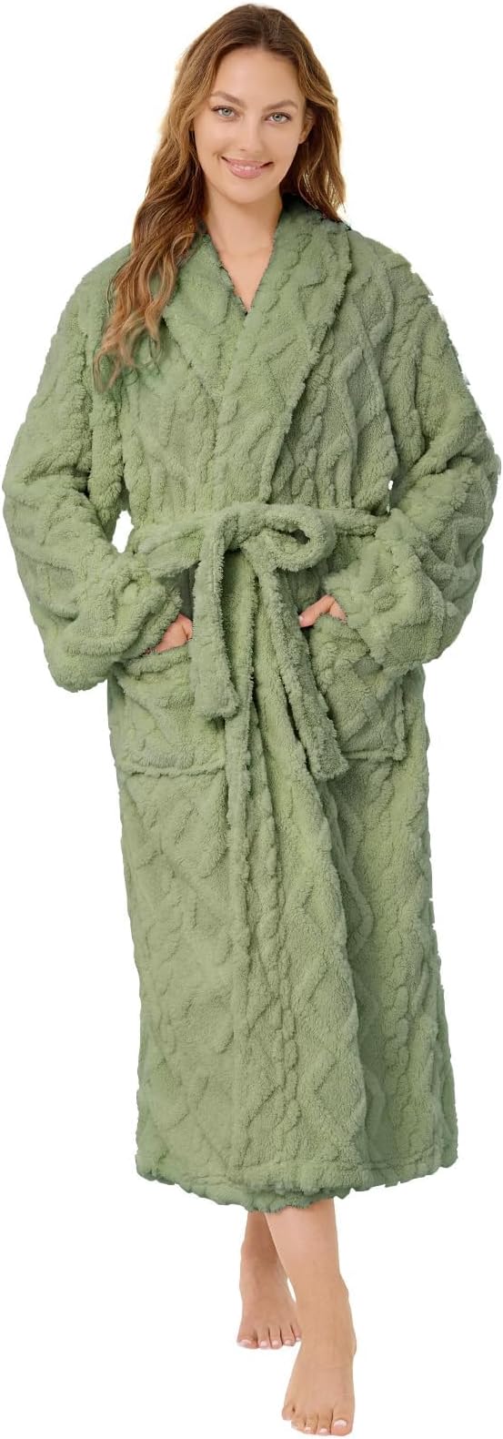 MIZZEO Microfiber Robes for Women, Cozy Soft Warm Plush Women Robe Plush Long Bathrobe