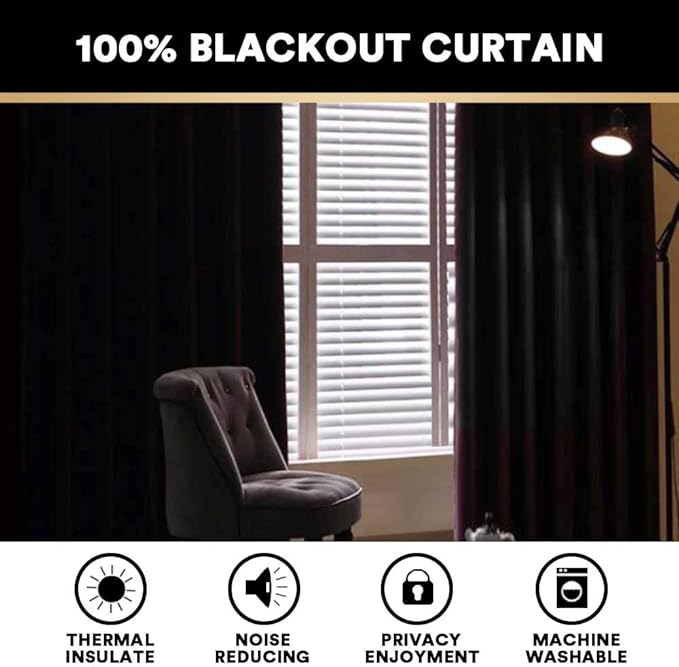 PrinceDeco Blackout Curtains for Living Room 100 Percent Blackout Curtains for Sliding Glass Doors Patio Curtains for Sliding Door Anti Rust Grommet Room Divider Curtains,W100 X L108 Inch,Light Grey