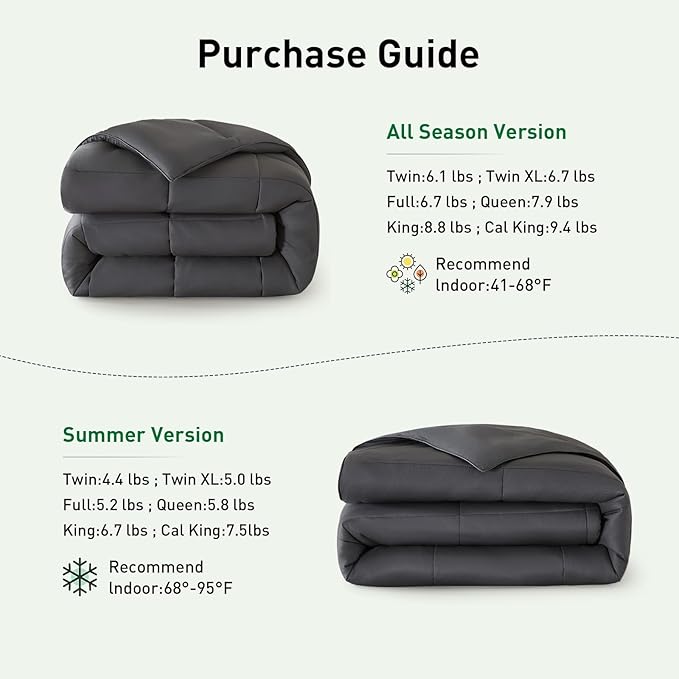 100% Viscose Made from Bamboo Comforter for Hot Sleepers- Breathable Cooling Silky Soft Duvet Insert Cal King Size-with 8 Corner Tabs- All Season Comforter (104x96 Inches, Grey)