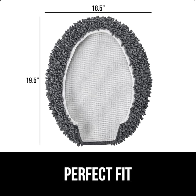 GORILLA GRIP Soft Chenille Bathroom Toilet Lid Cover, Machine Washable Seat Covers, 19.5x18.5, Stays in Place Rubber Backing, Fits Most Round, Elongated and Oblong Lids, Accessories Decor, Charcoal