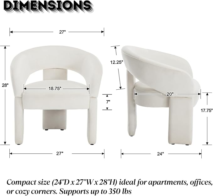 LukeAlon Mid Century Modern Velvet Accent Chairs Set of 2 – Round Barrel Back Armchairs, Comfy Upholstered Lounge Chairs for Living Room, Bedroom, Office, Waiting Rooms, Beige