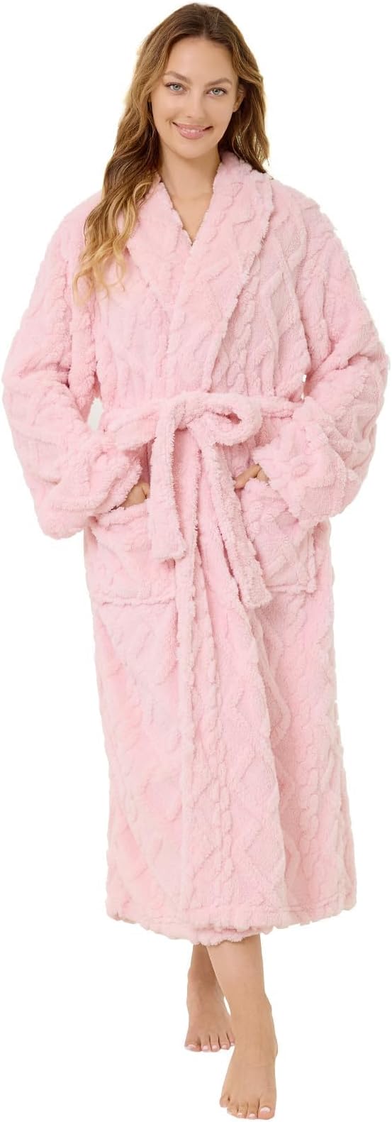 MIZZEO Microfiber Robes for Women, Cozy Soft Warm Plush Women Robe Plush Long Bathrobe