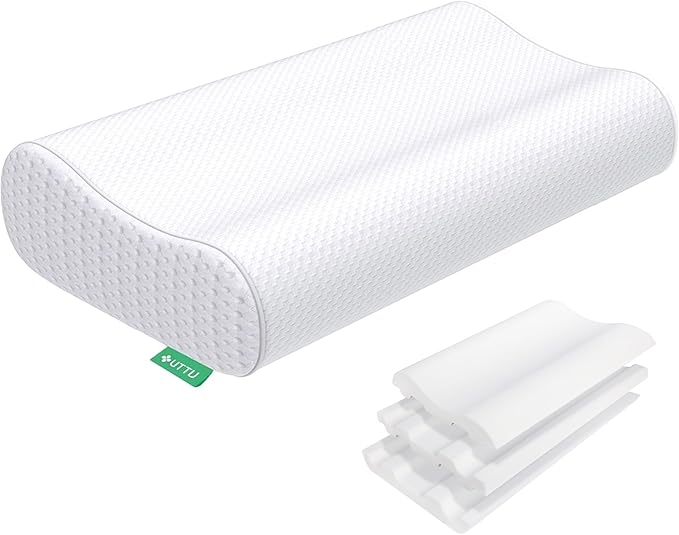 UTTU Cervical Pillow for Neck Strain Relief, Memory Foam Neck Pillow for Sleeping, Adjustable Orthopedic Sandwich Pillow, Contour Cooling for Side Back Stomach Sleeper, Large(27.6"×15.7"×5.2"/4.5")