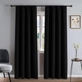 Blackout Curtains 72 Inch Length 2 Panels Set, Black Curtains Thermal Insulated Room Darkening Drapes for Bedroom, Rod Pocket Light Blocking Drapes Living Room Windows(52W × 72L, Black)