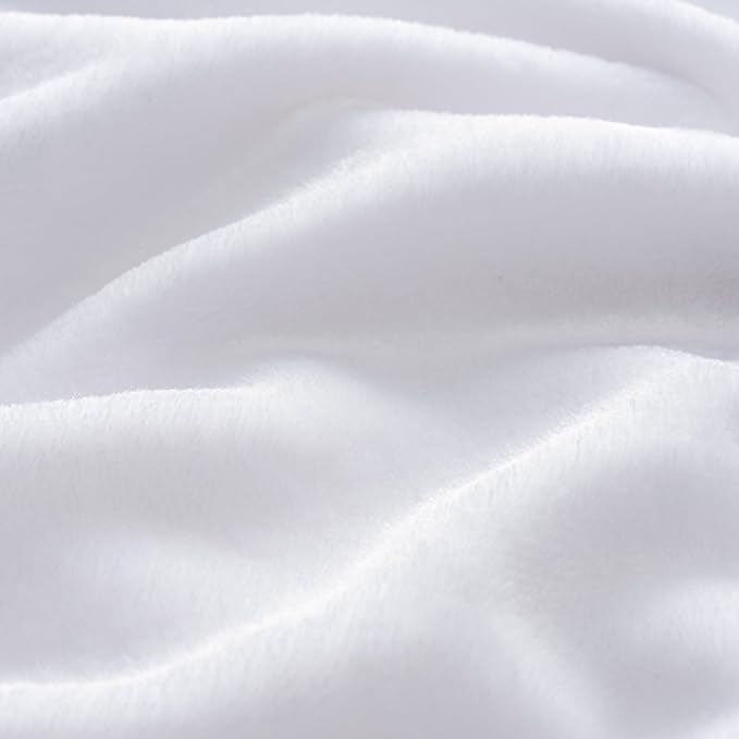 Luxury Fleece Warm Blanket, Soft Lightweight Velvety Plush Blanket for Sofa and Bed, Cozy Comfy for All Seasons(True White, 90×90 Inches)