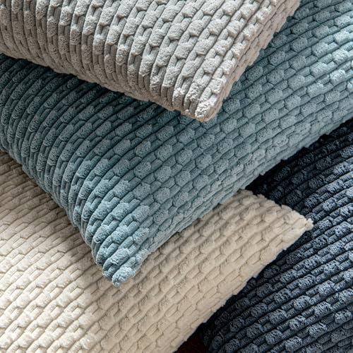 MIULEE Decorative Throw Pillow Covers 20x20 Blue Textured Corduroy - Image 5