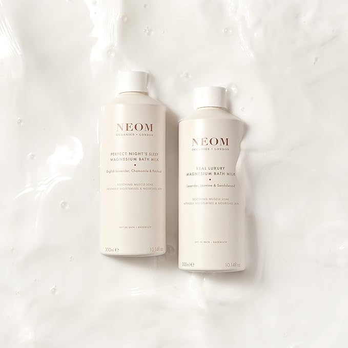 NEOM Perfect Night's Sleep Magnesium Bath Milk, 300ml I 100% Natural Lavender, Chamomile and Patchouli I Relieve Sore, Tired Muscles I Milky Texture I Relaxing and Nourishing