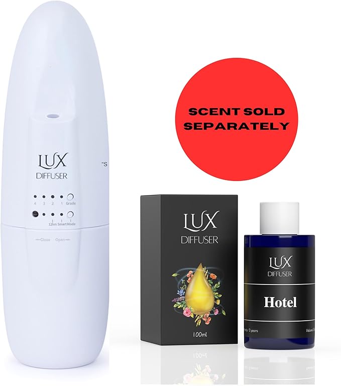 Lux Diffuser – Plug-in Waterless Essential Oil Diffuser, Nanotechnology, Silent Wall Scent Machine for Home & Office, Up to 500 Sq. Ft Coverage (Diffuser Without Scent)